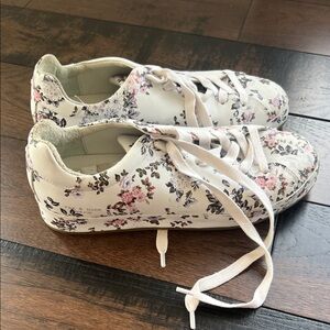 rag & bone White Floral Sneakers with Pink & Gray Accents